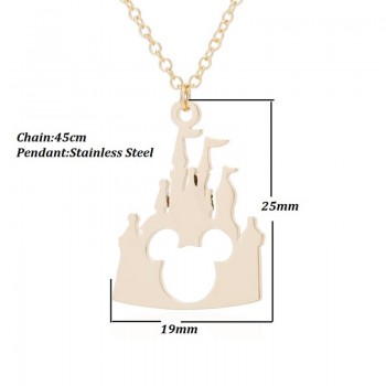 Jisensp Bijoux 2018 Fashion Mickey Head Necklace Lovely Long Chain Castle Necklaces Pendants Women Statement Jewelry Kids Gifts