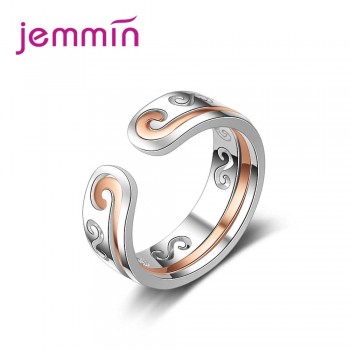 JEMMIN Dinner Appointment Jewelry Rose Gold Silver 2PCS Rings Combination 925 Sterling Silver Top Quality Best Anniversary Gift