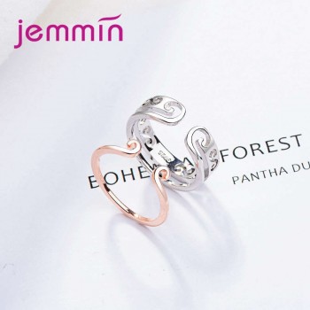 JEMMIN Dinner Appointment Jewelry Rose Gold Silver 2PCS Rings Combination 925 Sterling Silver Top Quality Best Anniversary Gift