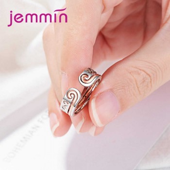 JEMMIN Dinner Appointment Jewelry Rose Gold Silver 2PCS Rings Combination 925 Sterling Silver Top Quality Best Anniversary Gift