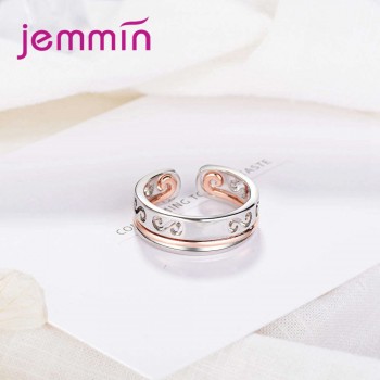 JEMMIN Dinner Appointment Jewelry Rose Gold Silver 2PCS Rings Combination 925 Sterling Silver Top Quality Best Anniversary Gift