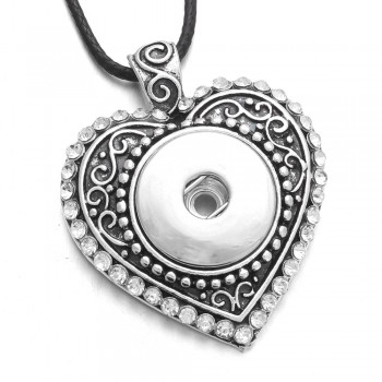 Classic Round alloy 18mm xinnver snap button crystal necklace amp; pendant jewelry with Bead chain woman DIY jewelry ZG041