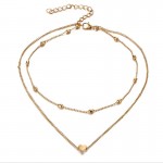 Fashion Double chain pendant heart necklace gold dot Long Necklace Women choker Necklace Drop shipping collares de moda 2019