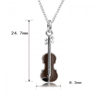 New design 925 sterling silver Musical instrument violin chain pendantamp;necklace European DIY fine jewelry making for women gifts