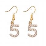 Fashion Woman New letter 5 pendant Earring Small incense Female Party Fine Rhinestone pearl Earrings