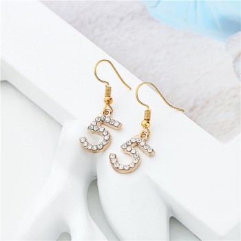 Fashion Woman New letter 5 pendant Earring Small incense Female Party Fine Rhinestone pearl Earrings