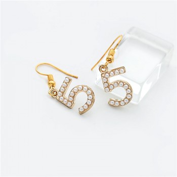 Fashion Woman New letter 5 pendant Earring Small incense Female Party Fine Rhinestone pearl Earrings