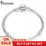 BAMOER Christmas SALE Authentic 100% 925 Sterling Silver Snake Chain Bangle amp; Bracelet Luxury Jewelry 17-20CM PAS902