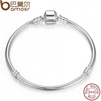 BAMOER Christmas SALE Authentic 100% 925 Sterling Silver Snake Chain Bangle amp; Bracelet Luxury Jewelry 17-20CM PAS902