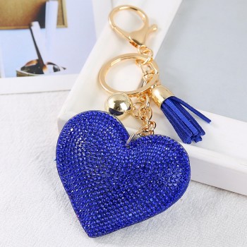 Fashion Car Play Full Crystal Rhinestone Heart Key Chain Bling Gold Silver Chain Keychain Bag Car Hanging Pendant Jewelry