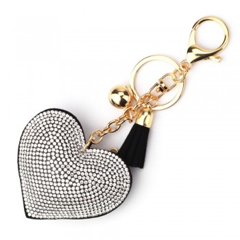 Fashion Car Play Full Crystal Rhinestone Heart Key Chain Bling Gold Silver Chain Keychain Bag Car Hanging Pendant Jewelry