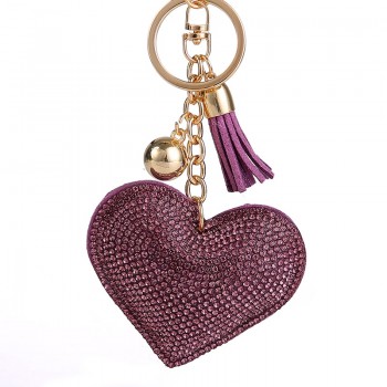 Fashion Car Play Full Crystal Rhinestone Heart Key Chain Bling Gold Silver Chain Keychain Bag Car Hanging Pendant Jewelry