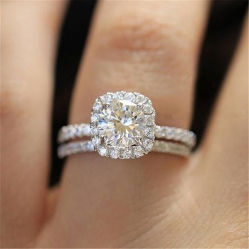 ZORCVENS Classic Engagement Ring Set Square Design AAA White Cubic Zircon Female Women Wedding Band CZ Rings Jewelry