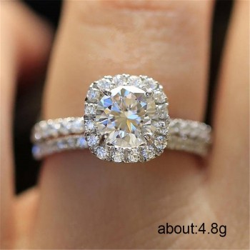 ZORCVENS Classic Engagement Ring Set Square Design AAA White Cubic Zircon Female Women Wedding Band CZ Rings Jewelry