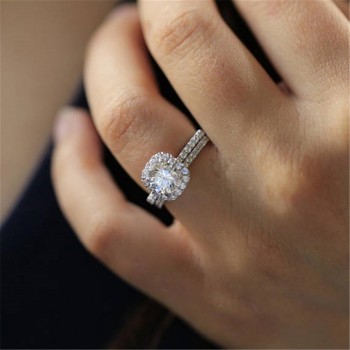 ZORCVENS Classic Engagement Ring Set Square Design AAA White Cubic Zircon Female Women Wedding Band CZ Rings Jewelry