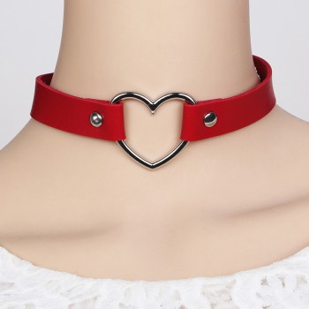 Lady Handmade PU Choker O Round Metal Leather Collar Bondage Harness Necklace Fashion Jewelry Gift CX17