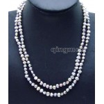 Fashion Long 40 Natural Gray 6-7mm Baroque freshwater pearl necklace-nec6114 wholesale/retail Free shipping