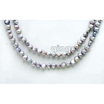 Fashion Long 40 Natural Gray 6-7mm Baroque freshwater pearl necklace-nec6114 wholesale/retail Free shipping