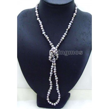 Fashion Long 40 Natural Gray 6-7mm Baroque freshwater pearl necklace-nec6114 wholesale/retail Free shipping