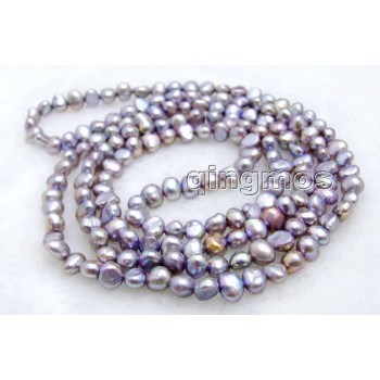 Fashion Long 40 Natural Gray 6-7mm Baroque freshwater pearl necklace-nec6114 wholesale/retail Free shipping