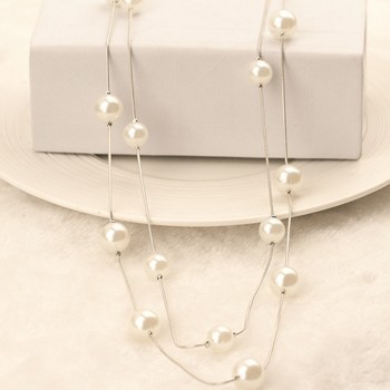 The Latest Jewelry Lovely Long Double-deck Imitation Pearls Female Charm Pendant Sweater chain Women Jewelry Gifts New Arrive