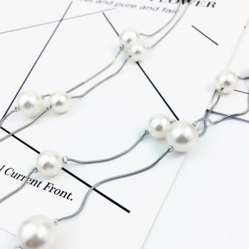 The Latest Jewelry Lovely Long Double-deck Imitation Pearls Female Charm Pendant Sweater chain Women Jewelry Gifts New Arrive