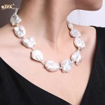 JYX Fine White  Freshwater Cultured Baroque Pearl Necklace Party Wedding Jewery Gift  AAA 16-20