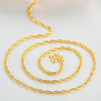 24K Pure Gold Necklace Real AU 999 Solid Gold Chain Nice Simple Classic Rope Chain Upscale Trendy Fine Jewelry Hot Sell New 2018