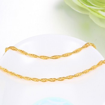 24K Pure Gold Necklace Real AU 999 Solid Gold Chain Nice Simple Classic Rope Chain Upscale Trendy Fine Jewelry Hot Sell New 2018