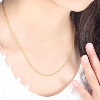 24K Pure Gold Necklace Real AU 999 Solid Gold Chain Nice Simple Classic Rope Chain Upscale Trendy Fine Jewelry Hot Sell New 2018