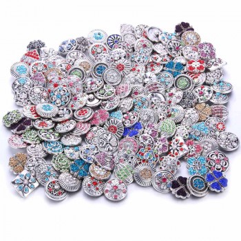 Wholesale 10pcs/lot 18mm Snap Jewelry Mix Many Styles 18mm Metal Snap buttons Silver buttons Rhinestone Snaps Jewelry 0728