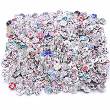 Wholesale 10pcs/lot 18mm Snap Jewelry Mix Many Styles 18mm Metal Snap buttons Silver buttons Rhinestone Snaps Jewelry 0728