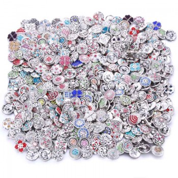 Wholesale 10pcs/lot 18mm Snap Jewelry Mix Many Styles 18mm Metal Snap buttons Silver buttons Rhinestone Snaps Jewelry 0728