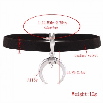 2018 New Design Black Velvet Ribbon Choker Necklace Gothic Handmade With Charm Moon Pendant Gothic Emo For Women Collares Mujer