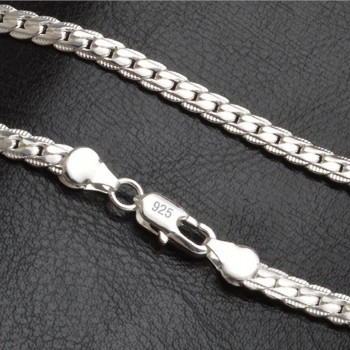 5mm Fashion Chain 925 Sterling Silver Necklace Pendant Men Jewelry Hot Sale Full Side Necklace