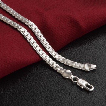 5mm Fashion Chain 925 Sterling Silver Necklace Pendant Men Jewelry Hot Sale Full Side Necklace