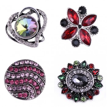 New KZ1447 Fashion Hearts Flowers rhinestone Beauty 20MM snap buttons fit DIY 18MM snap bracelet snap jewelry Christmas