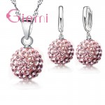 GIEMI Best Hot New Jewelry Sets 925 Sterling Silver Austrian Crystal Pave Disco Ball Lever Back Earring Pendant Necklace Woman