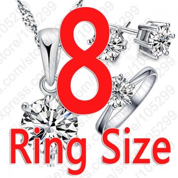 Womans Birthday Gift Wedding Jewelry Set Fashion S90 Silver Crystal Necklace Ring Earring 3 pcs/set   Free Shipping