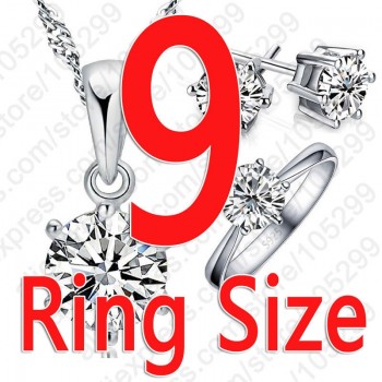 Womans Birthday Gift Wedding Jewelry Set Fashion S90 Silver Crystal Necklace Ring Earring 3 pcs/set   Free Shipping