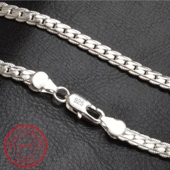 Necklace 5mm 50cm Men Jewelry Wholesale New Fashion 925 sterling silver Big Long Wide Tendy Male Full Side Chain for Pendant