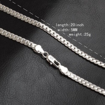 Necklace 5mm 50cm Men Jewelry Wholesale New Fashion 925 sterling silver Big Long Wide Tendy Male Full Side Chain for Pendant