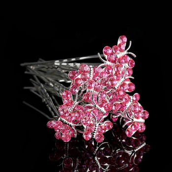 20pcs/lot Newest Special Design Crystal Rhinestone Butterfly Hair Pin Clips Women Wedding Bridal Hair Jewelry Nice Gift