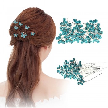 20pcs/lot Newest Special Design Crystal Rhinestone Butterfly Hair Pin Clips Women Wedding Bridal Hair Jewelry Nice Gift