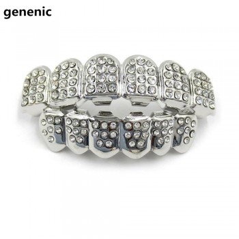 Hip Hop Gold Silver Iced Out CZ Teeth Grillz Top Bottom Bling Men Women Jewelry New