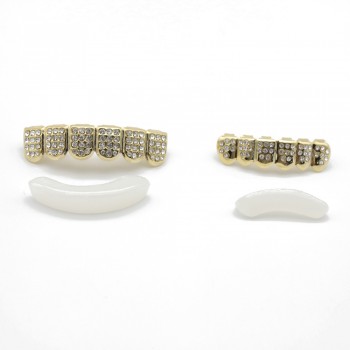 Hip Hop Gold Silver Iced Out CZ Teeth Grillz Top Bottom Bling Men Women Jewelry New