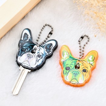 Cute Silicone French Bulldog Dog Key Cover Cap Keychain Women Key Chain Ring Girls Kids Bag Charm Accessories Pendant Porte Clef