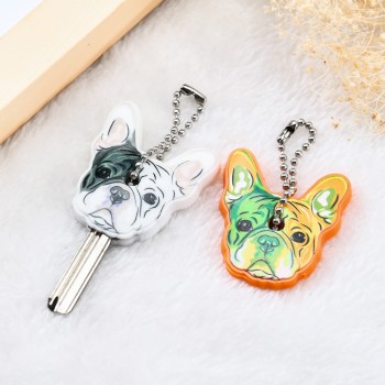 Cute Silicone French Bulldog Dog Key Cover Cap Keychain Women Key Chain Ring Girls Kids Bag Charm Accessories Pendant Porte Clef