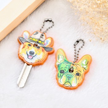 Cute Silicone French Bulldog Dog Key Cover Cap Keychain Women Key Chain Ring Girls Kids Bag Charm Accessories Pendant Porte Clef