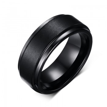 Mens Rings BASIC 8MM Wedding Engagement Band Black Pure Tungsten Carbide Men Matte Brushed Center Male Jewelry Aneis Bague